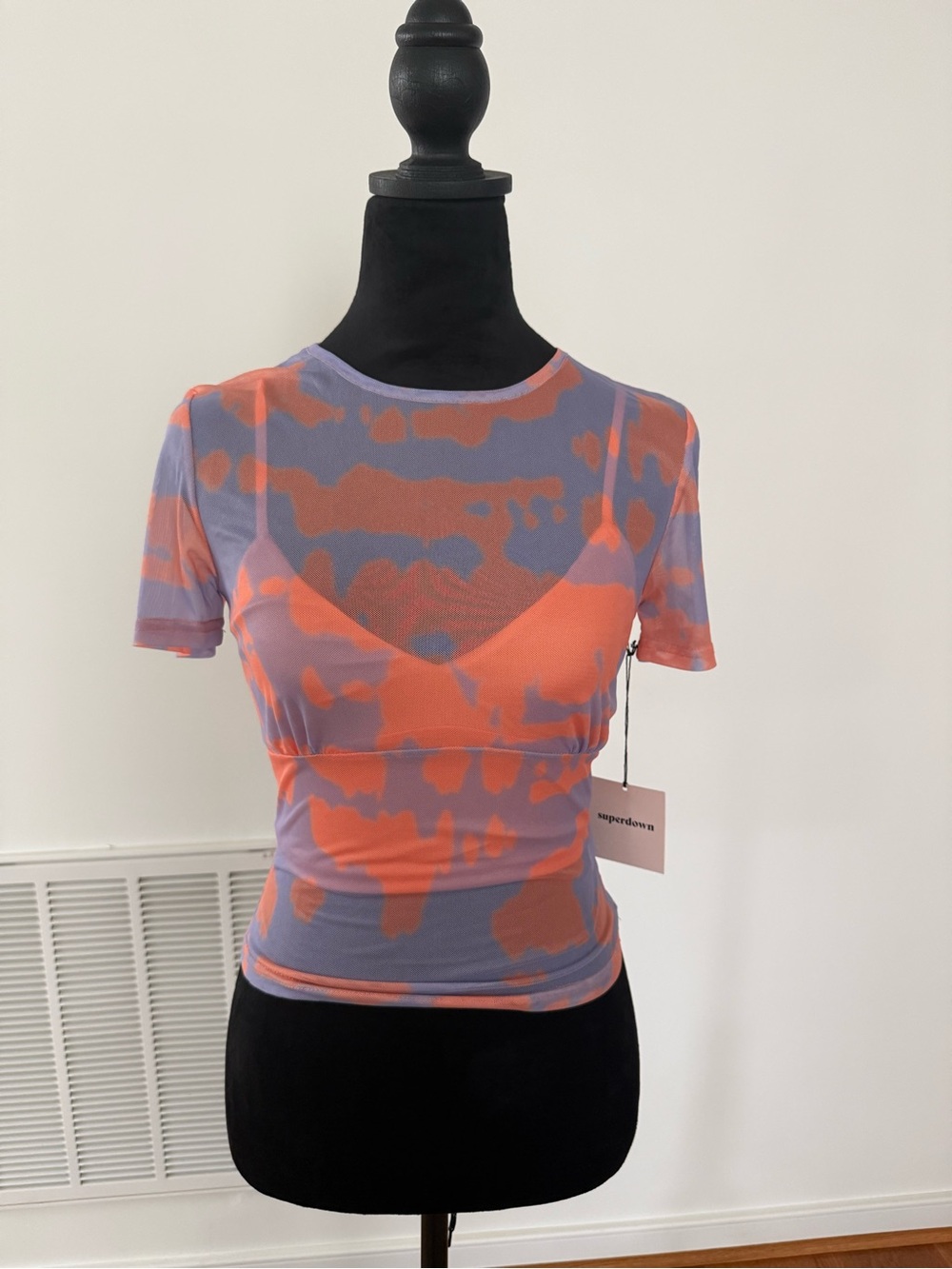 superdown Coral and Lavender Mesh Tie-Dye Short Sleeve Tee - 2 pieces